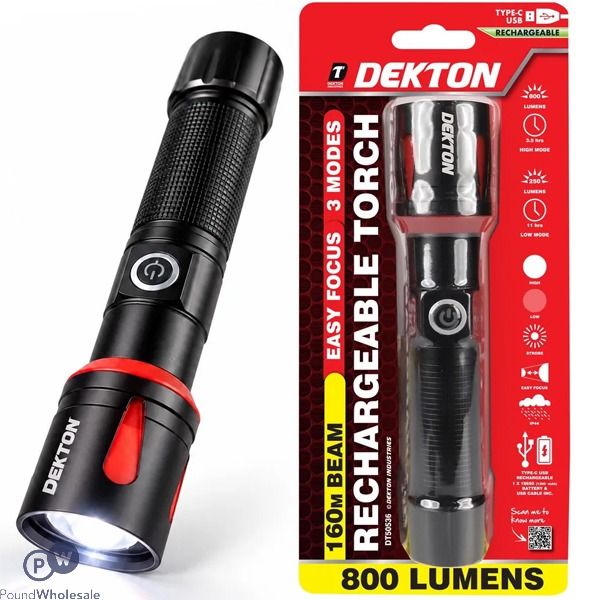 Dekton 800 Lumen 3-mode Rechargeable Torch