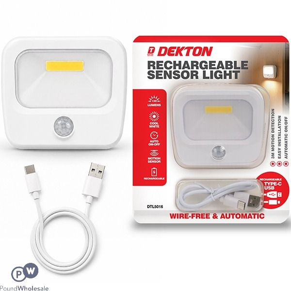 Dekton 120 Lumen Cool White Usb Rechargeable Sensor Led Light