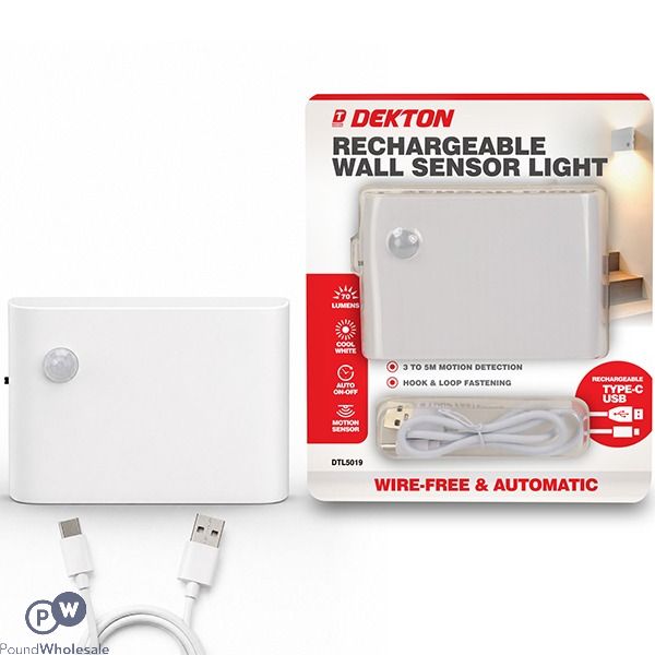 Dekton 70 Lumen Cool White Usb Rechargeable Motion Sensor Led Wall Light