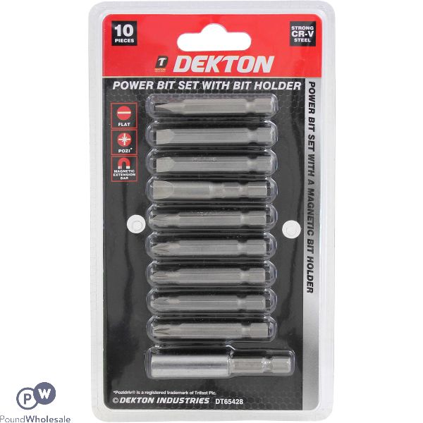 Dekton Power Flat & Pozi Bit Set With Bit Holder 10pc