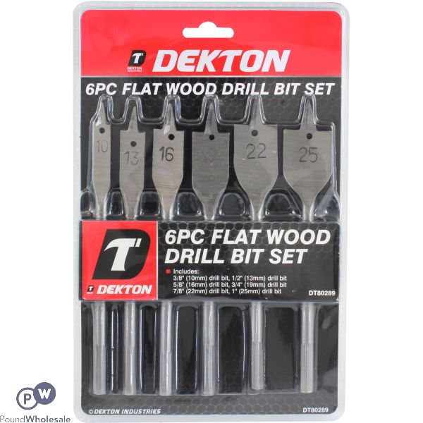 Dekton Flat Wood Drill Bit Set 6pc