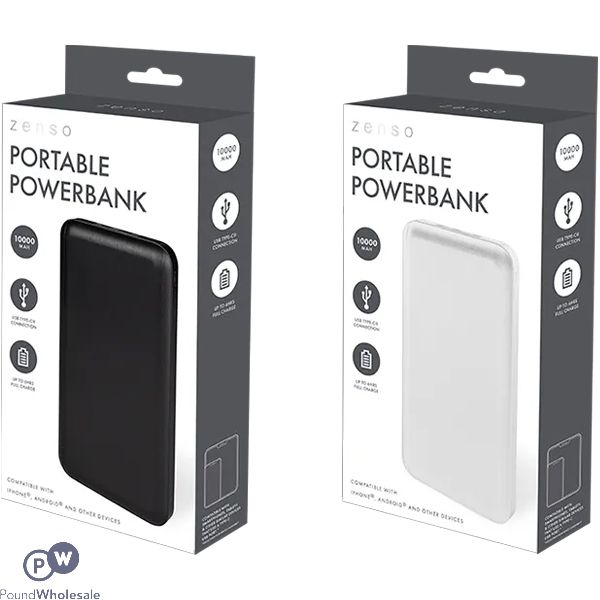 Zenso Portable 10,000mah Power Bank Assorted Colours