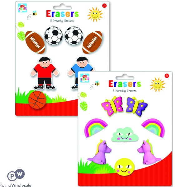 Kids Create 8 Novelty Erasers