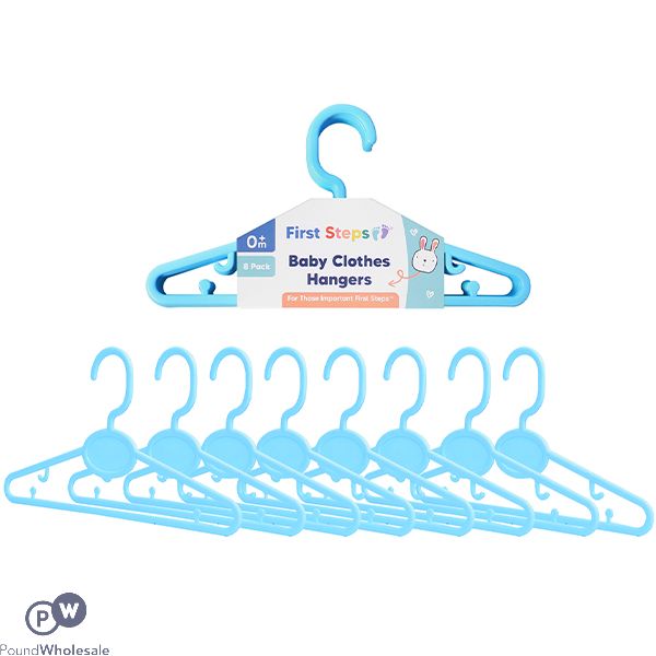 First Steps Blue Baby Clothes Hangers 8 Pack