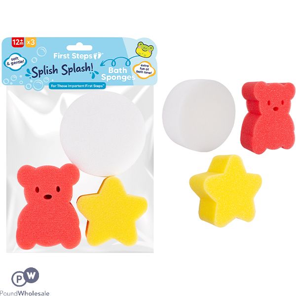 First Steps Assorted Baby Bath Sponges 3 Pack