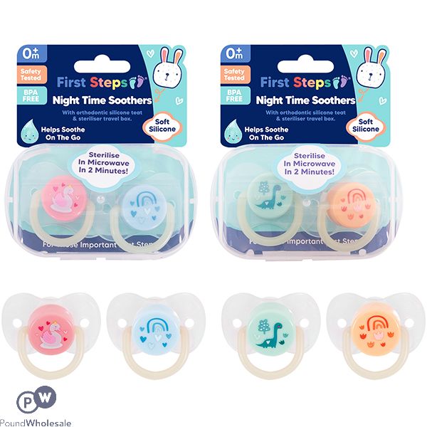 First Steps Glow In The Dark Night-time Soothers Assorted 2 Pack