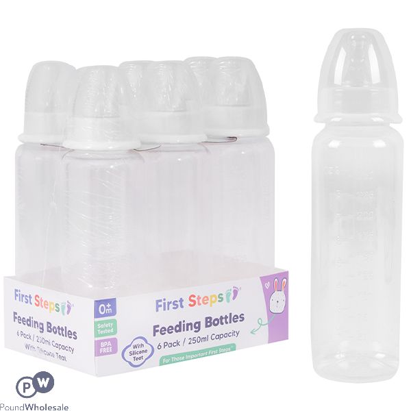 First Steps Clear Baby Bottles 250ml 6 Pack