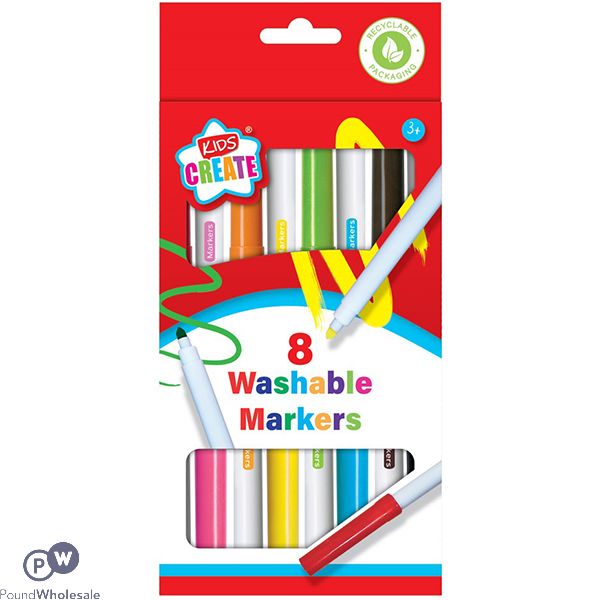 Kids Create Assorted Colour Washable Markers 8 Pack