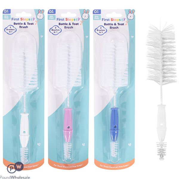 First Steps Bottle & Teat Brush 3 Assorted Colours