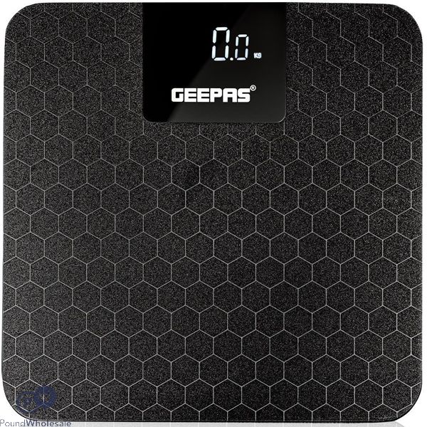 Geepas Black Precision Digital Bathroom Weighing Scales 180kg