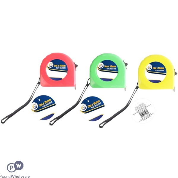 Did Tape Measure 5m X 16mm Assorted Colours