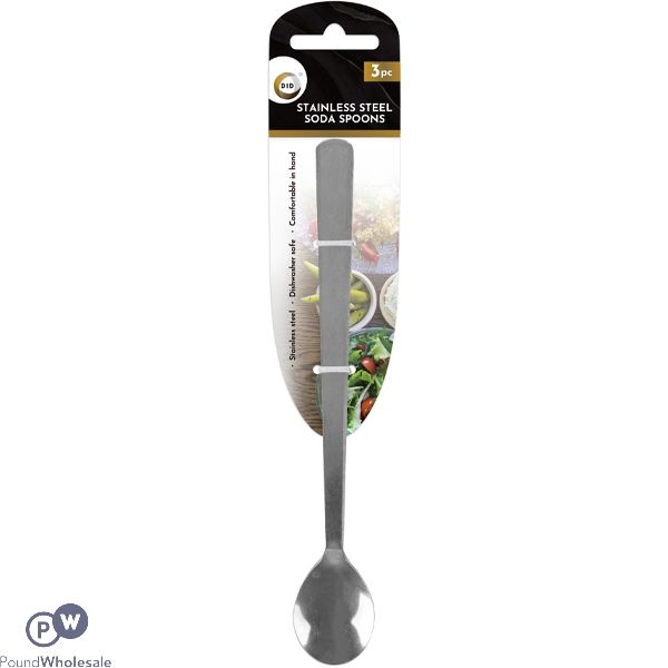 Did 19.5cm Stainless Steel Soda Spoons 3 Pack