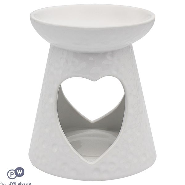 Leonardo Desire Aroma Dimpled White Heart Wax Oil Burner