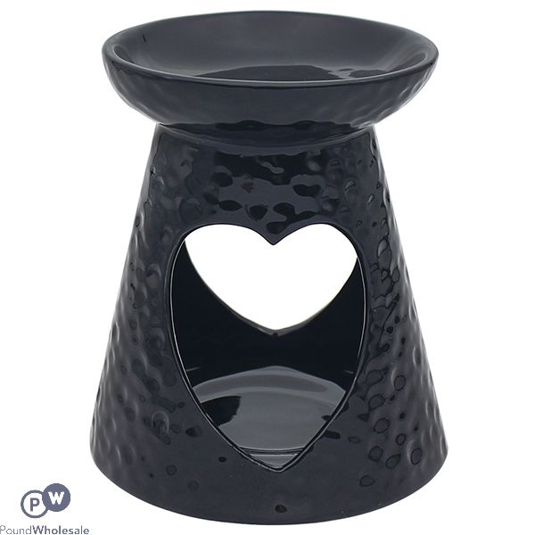 Leonardo Desire Aroma Dimpled Black Heart Wax Oil Burner