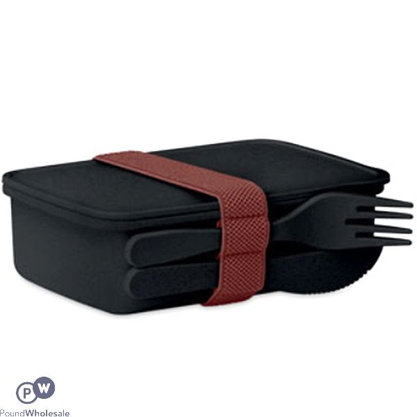 Natural Bamboo Fibre Pp Black Lunch Box Set