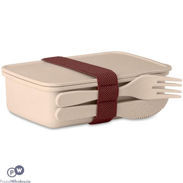 Natural Bamboo Fibre Pp Beige Lunch Box Set