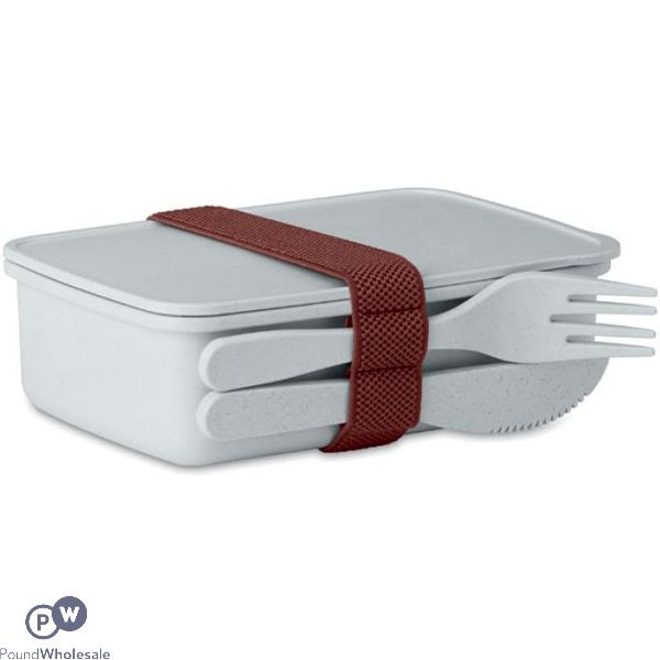Natural Bamboo Fibre Pp Light Grey Lunch Box Set