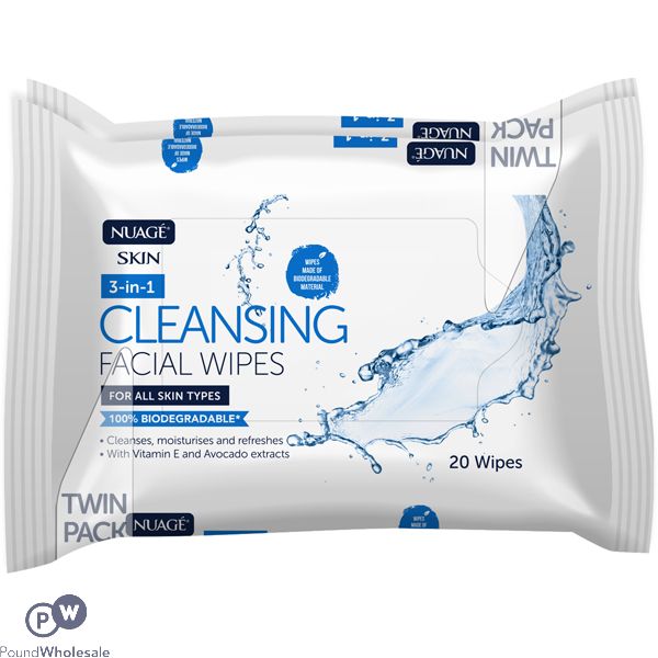 Nuage Skin 3-in-1 Cleansing Facial Wipes Twin Pack