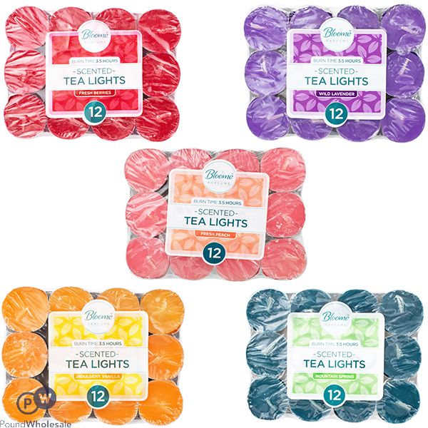 Bloome Scented Tea Lights 12 Pack Assorted