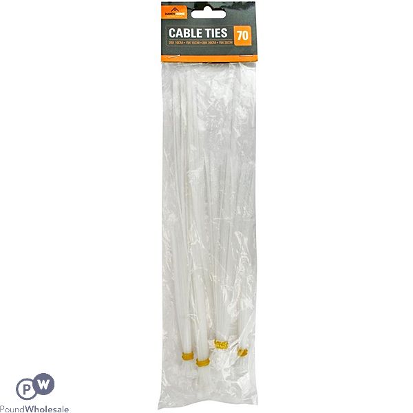Handy Homes Assorted White Plastic Cable Ties 70 Pack