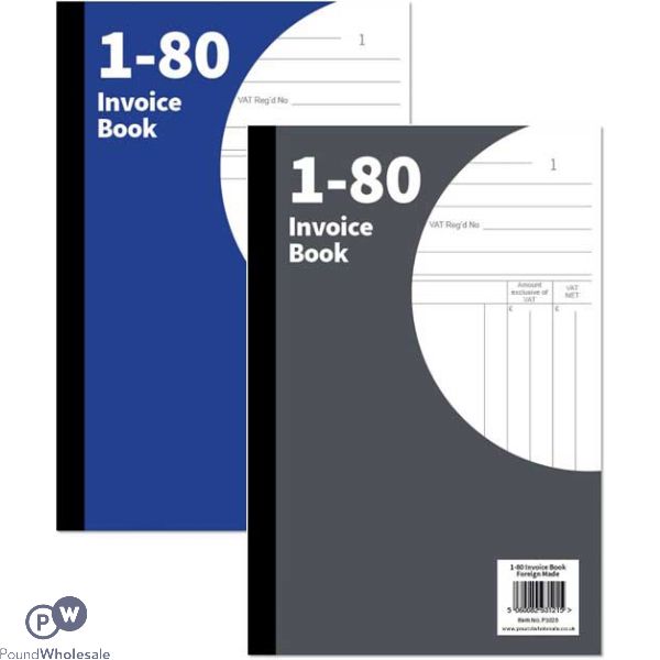 Invoice Book 1-80 Pages 2 Assorted Colours