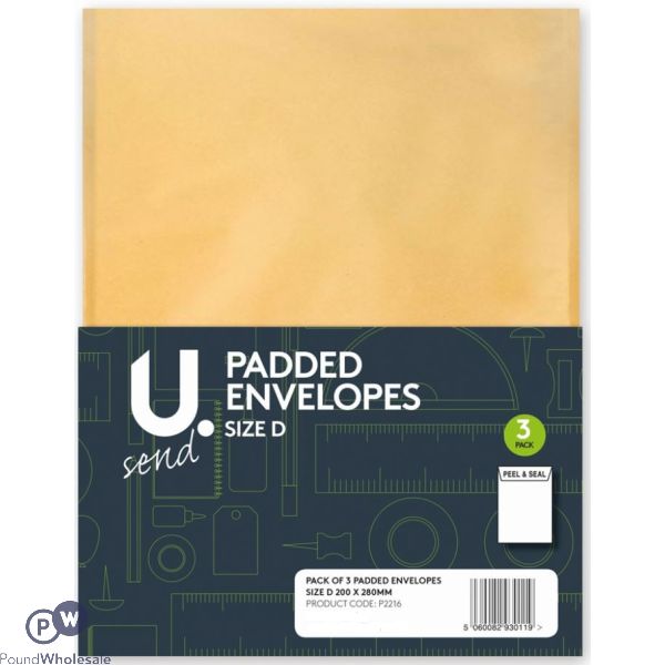 3 Pack Size D Padded Envelopes 230mm X 260mm