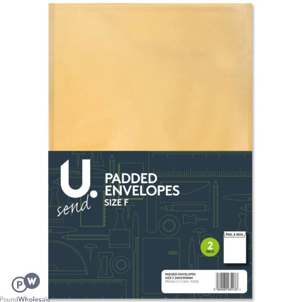 2 Pack Size F Padded Envelopes 240mm X 350mm