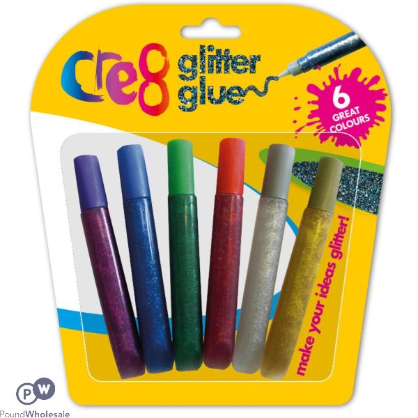 Cre8 Glitter Glue Assorted Colours 6 Pack