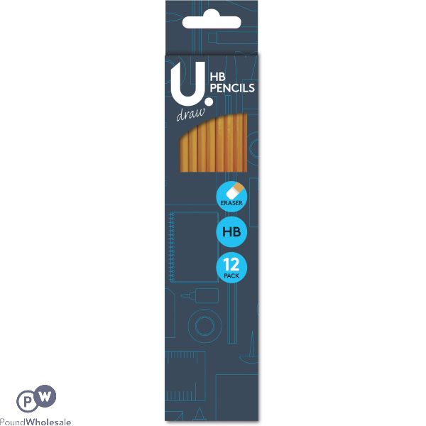 U. Eraser Topped Hb Pencils 12 Pack