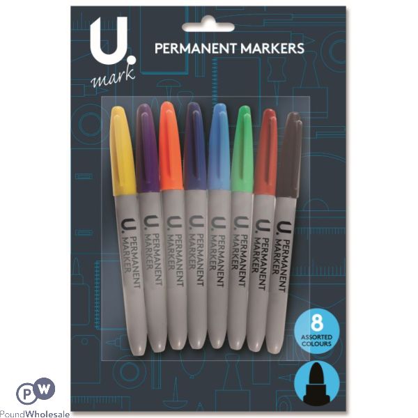 8pk Permanent Markers Assorted Colours