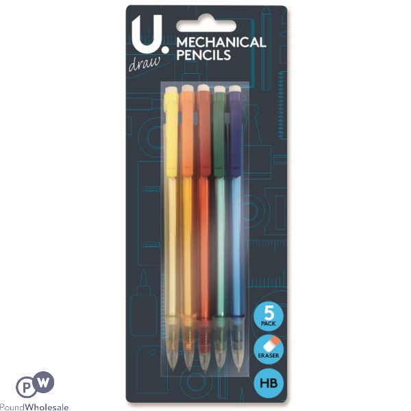 5pk Mechanical Pencils Assorted Body Colours