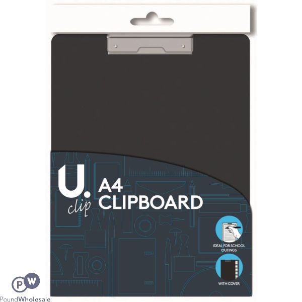 U. Black A4 Clipboard With Cover