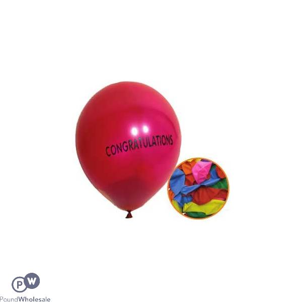 "congratulations" Assorted Colours Balloons 12 Pack