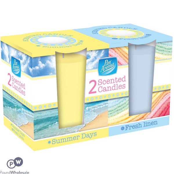 Pan Aroma Summer Days & Fresh Linen Scented Glass Candle 2 Pack