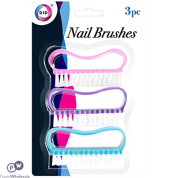 Did Nail Brushes 3 Assorted Colours 3pc