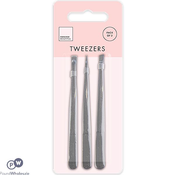 Forever Beautiful Assorted Tweezers 3 Pack