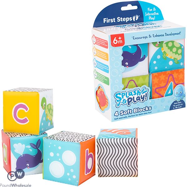 First Steps 6m+ Bath Time Soft Blocks Baby Toys 4 Pack