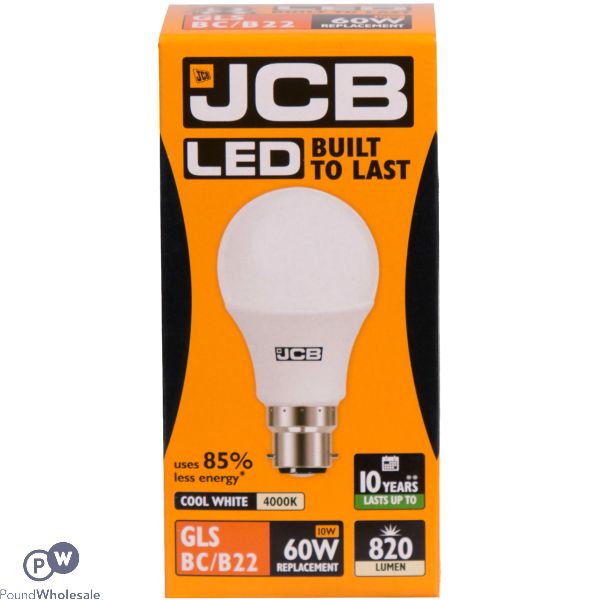 Jcb Led Gls 10w 60w Cool White 4000k Bayonet Cap