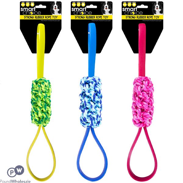 Smart Choice Rubber & Rope Dog Tug Toy Assorted Colours
