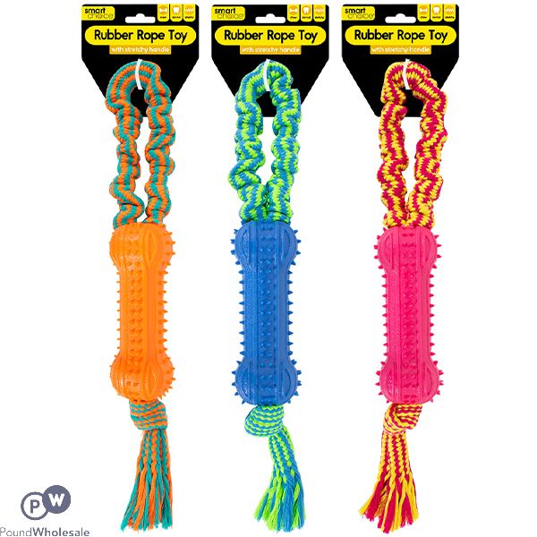 Smart Choice Strong Rubber Stretchy Handle Rope Dog Toy 42cm Assorted Colours