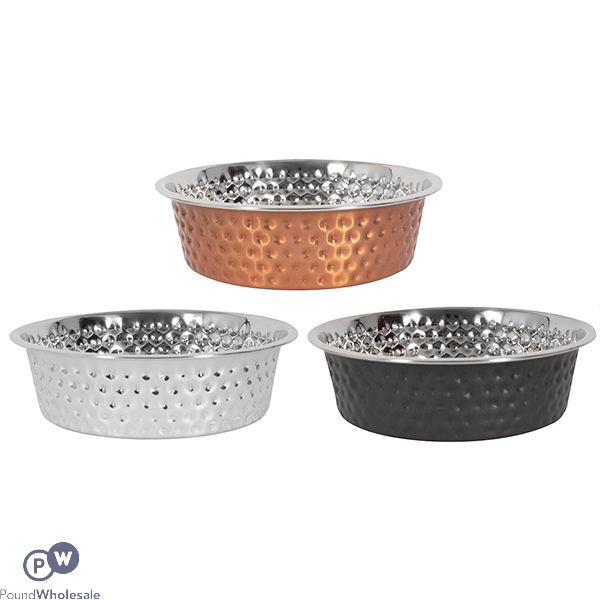 Smart Choice Hammered Stainless Steel Pet Bowl 750ml Assorted Colours