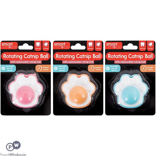 Smart Choice Catnip Roller Ball Cat Toy 6cm Assorted Colours