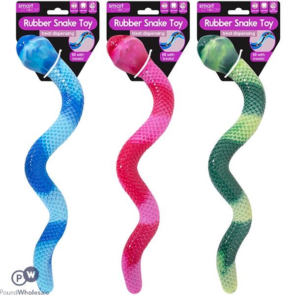 Smart Choice Rubber Treat Dispensing Snake Dog Toy 40cm Assorted Colours