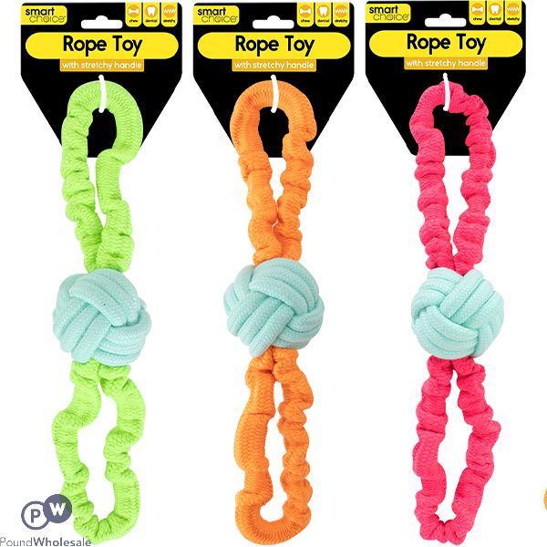 Smart Choice Stretchy Handle Rope Dog Toy 30cm Assorted Colours