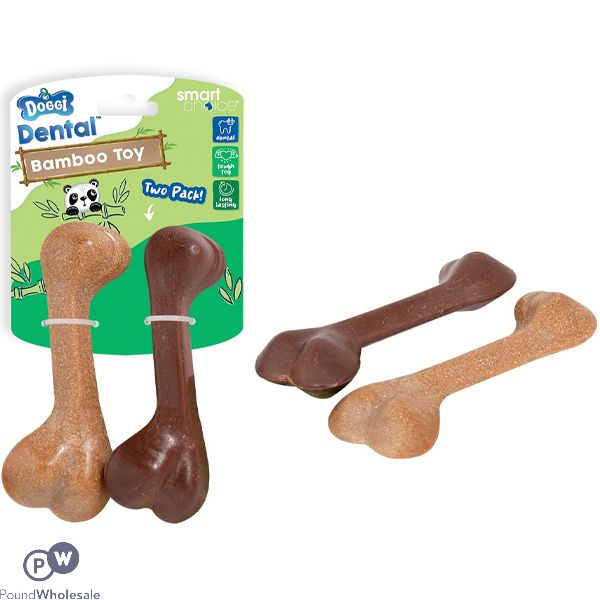 Smart Choice Dental Bamboo Bone Dog Toy 2 Pack