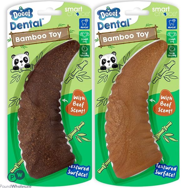 Smart Choice Dental Bamboo Beef Scented Horn Dog Toy 17cm