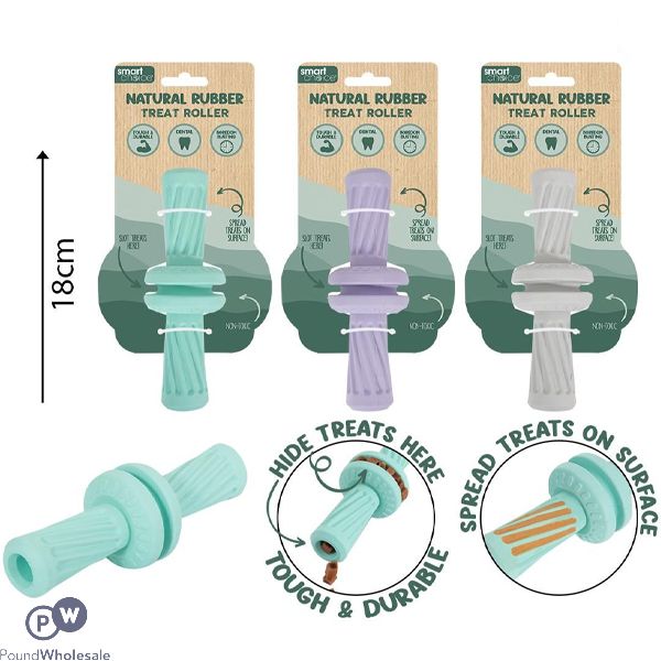 Smart Choice Rubber Baton Treat-dispensing Roller Dog Toy 18cm Assorted Colours