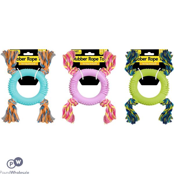 Smart Choice Rubber Ring Rope Dog Toy 25cm Assorted Colours