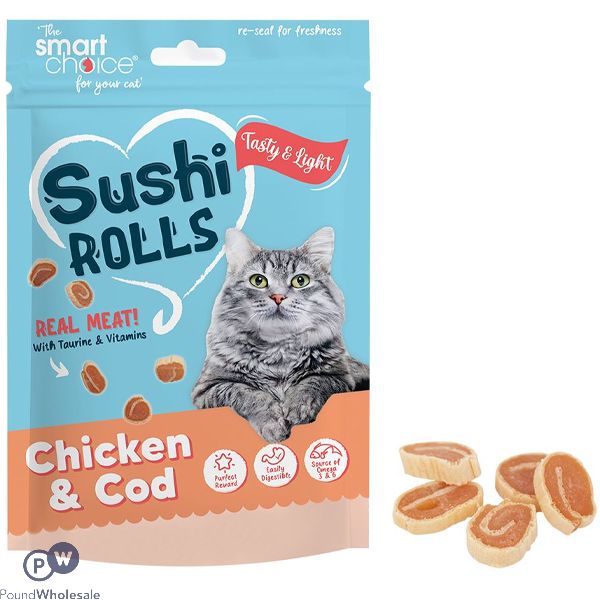 Smart Choice Mini Chicken & Cod Sushi Rolls Cat Treats 100g