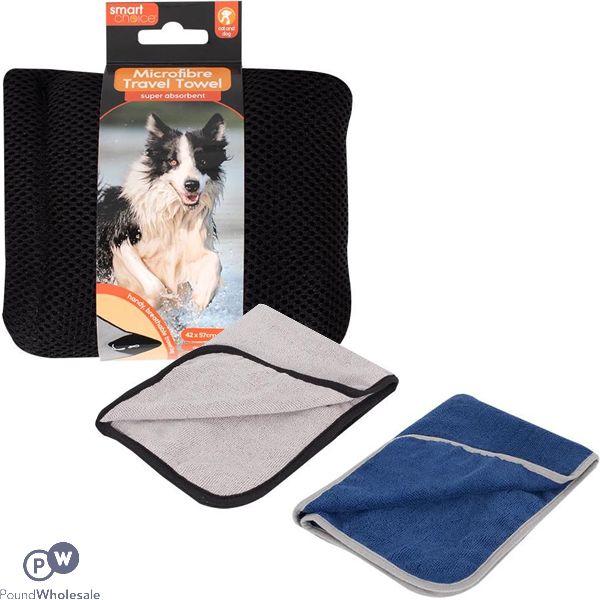Smart Choice Microfibre Pet Travel Towel 57cm X 42cm Assorted Colours